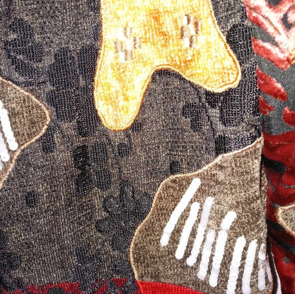 Entice Jacket XL Beaded Velvet Burnout Chenille Patchwork Nordstrom Artsy Blazer - Picture 4 of 8